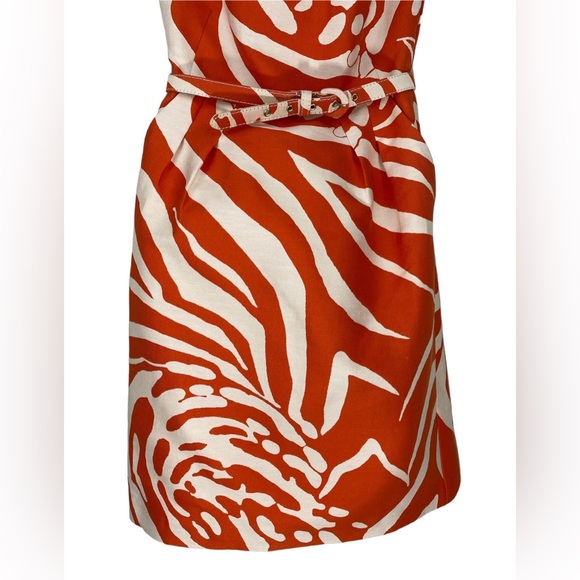 Kate Spade dress orange cream strapless JUNGLE JACQUARD cotton silk blend Size 0 - Picture 6 of 16
